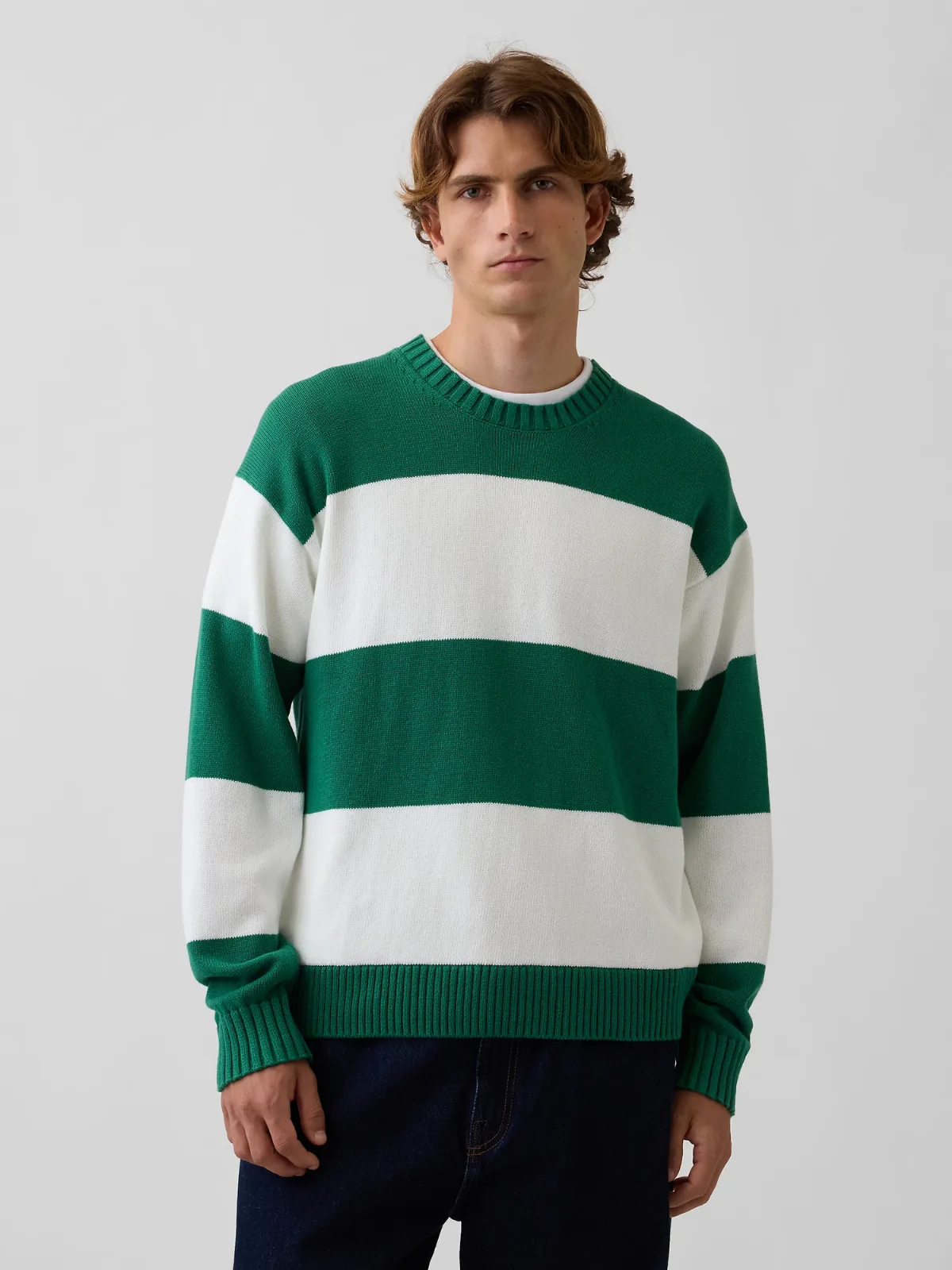 Relaxed Stripe Crew Sweater by Gap