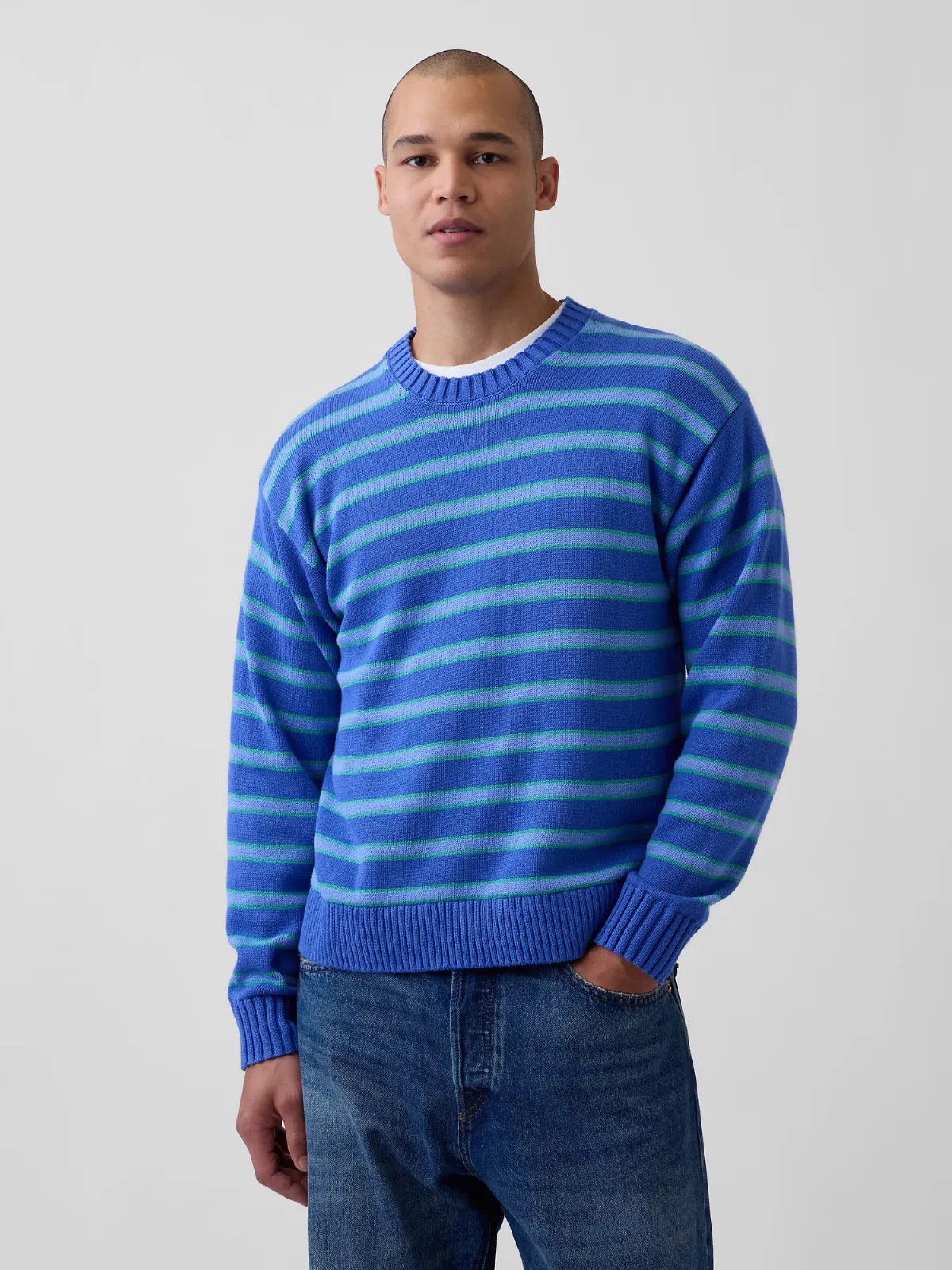 Relaxed Stripe Crew Sweater