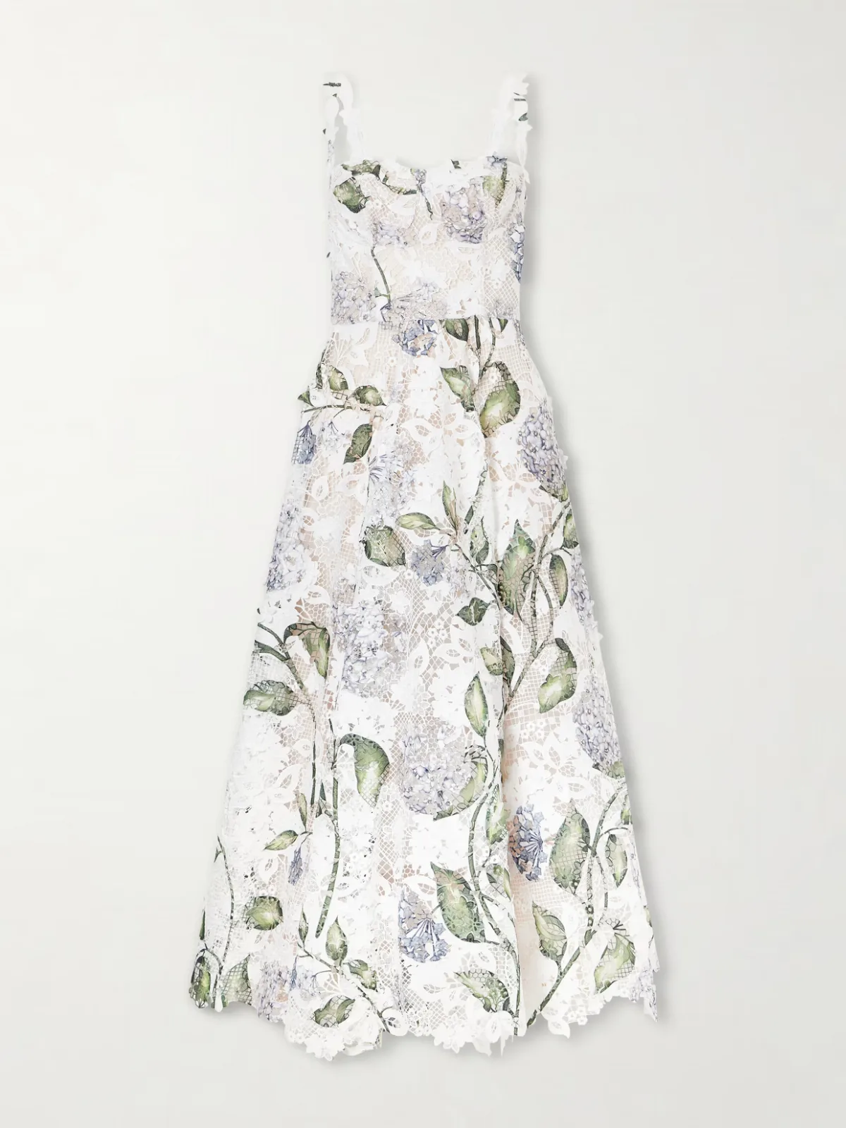 - Floral-print Guipure Lace Gown -