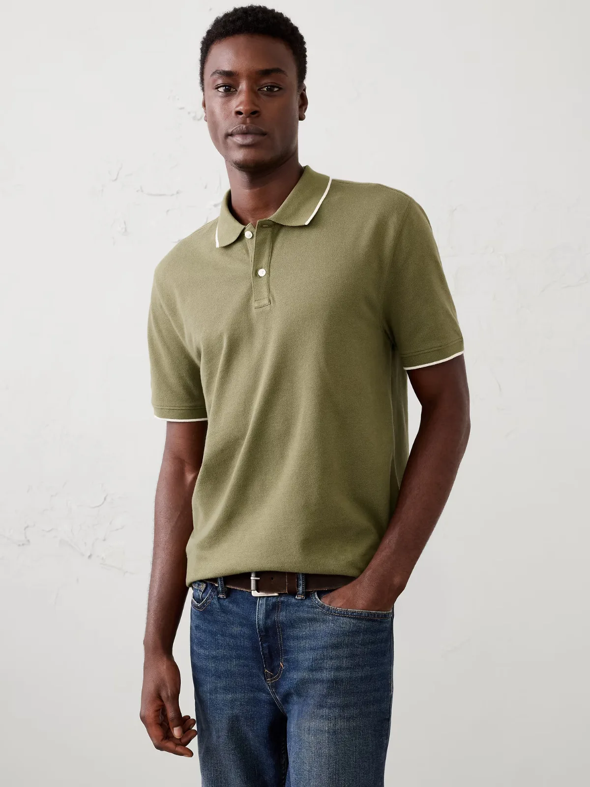 Standard-Fit Tipped Pique Polo by Banana Republic