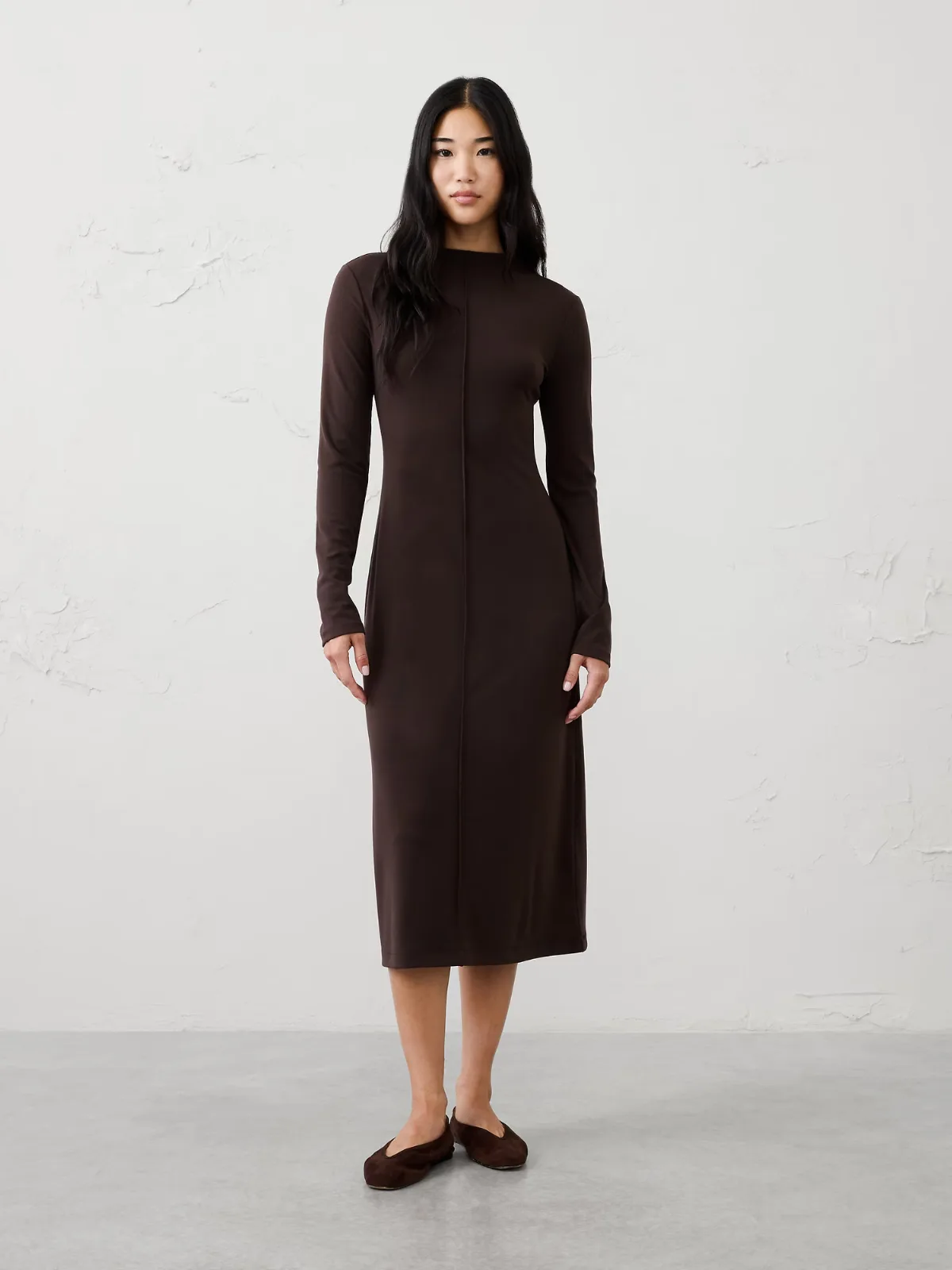 Cozy Ribbed Knit Midi Dress