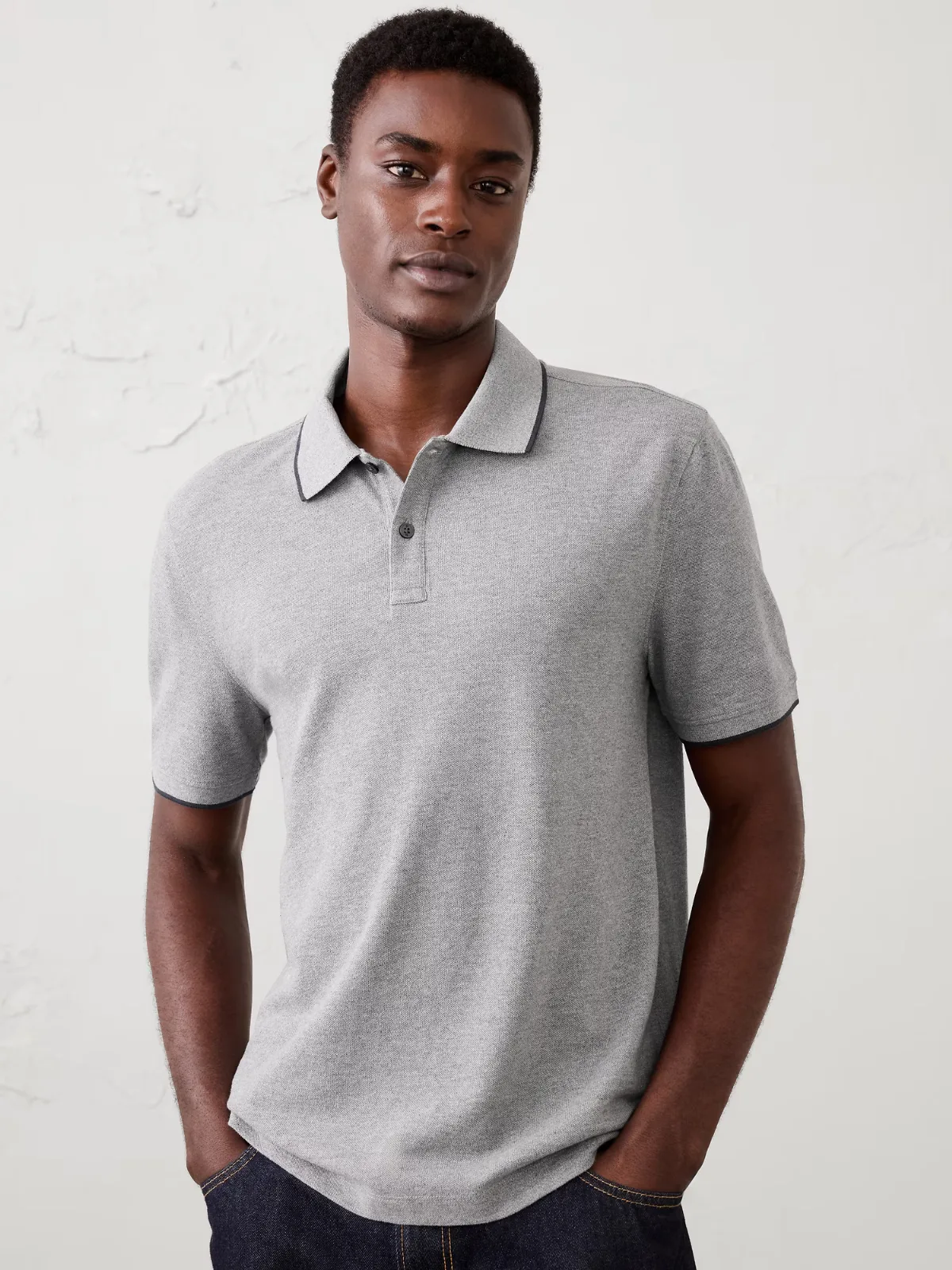 Standard-Fit Tipped Pique Polo