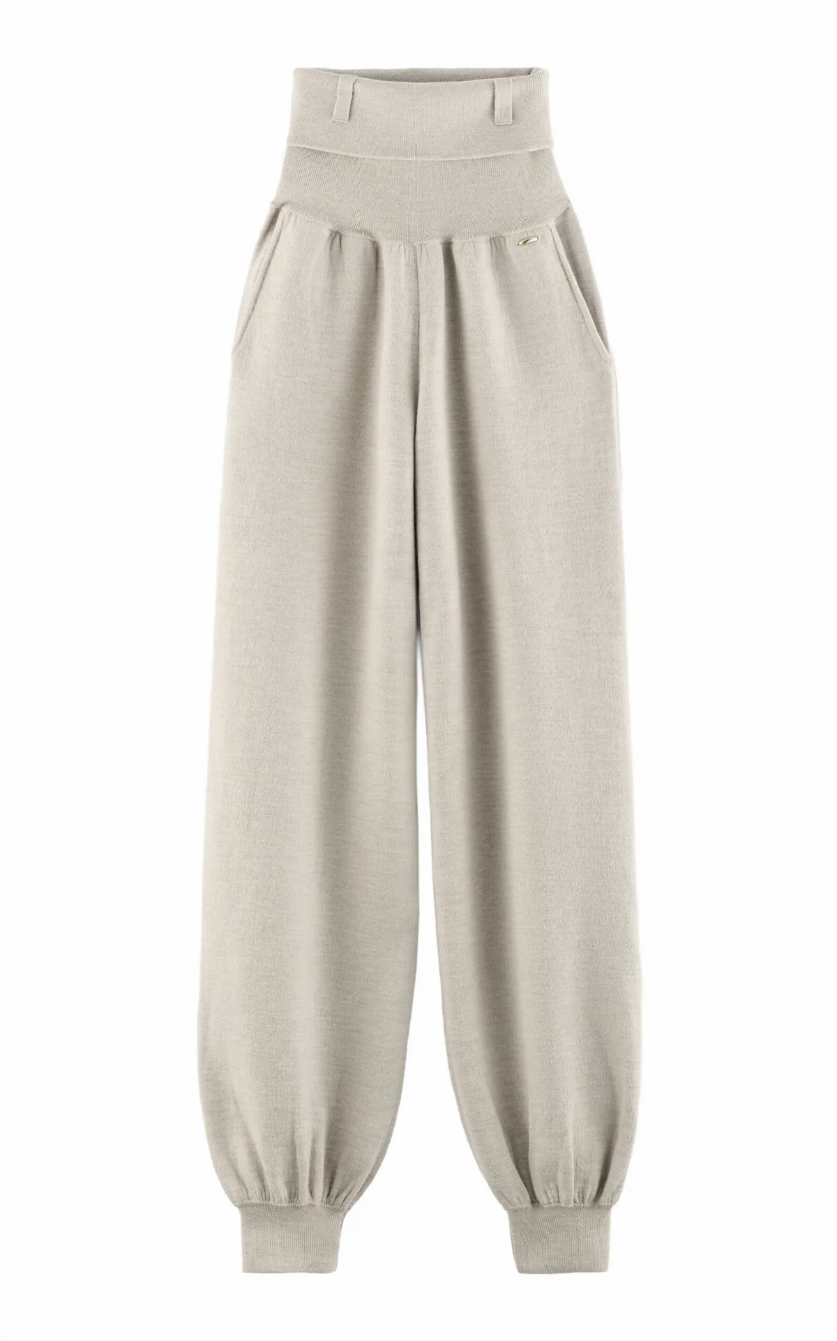 Foldover Wool Wide-Leg Pants by Arakii