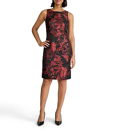 Jacquard Scoop Neck Sleeveless Sheath Dress by Kasper