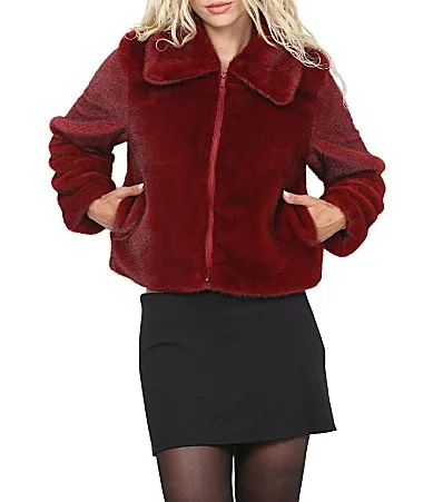 Frosted Faux Mink Zip Front Jacket by Stoosh