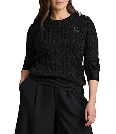 Cable Knit Crew Neck Long Sleeve Sweater Top