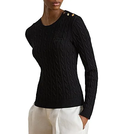 Cable Knit Crew Neck Long Sleeve Sweater Top