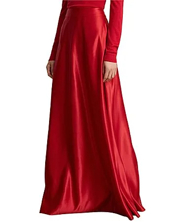 Satin A-Line Maxi Length Skirt by Ralph Lauren