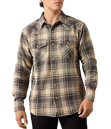 Retro Plaid Waffle Woven Shirt