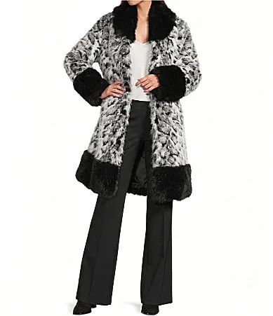 Black White Animal Faux Fur Coat by Katherine Kelly