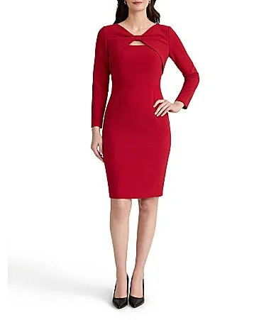 34 Sleeve Twist Front Sheath Dress by Kasper