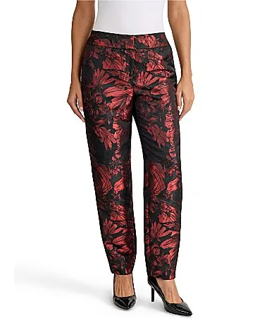 Printed Jacquard Slim Fit Pants by Kasper