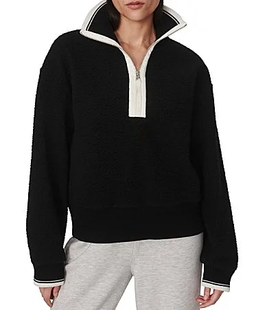 Anika Half Zip Mock Neck Long Sleeve Fleece Sweatshirt