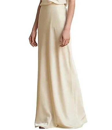 Lauren Ralph Lauren Satin Charmeuse Elasticized Waist Maxi Length A-Line Skirt by Ralph Lauren