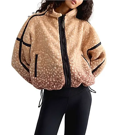 FP Movement Mountain High Printed Long Sleeve High Neck Full-Zip Fleece Jacket by Free People