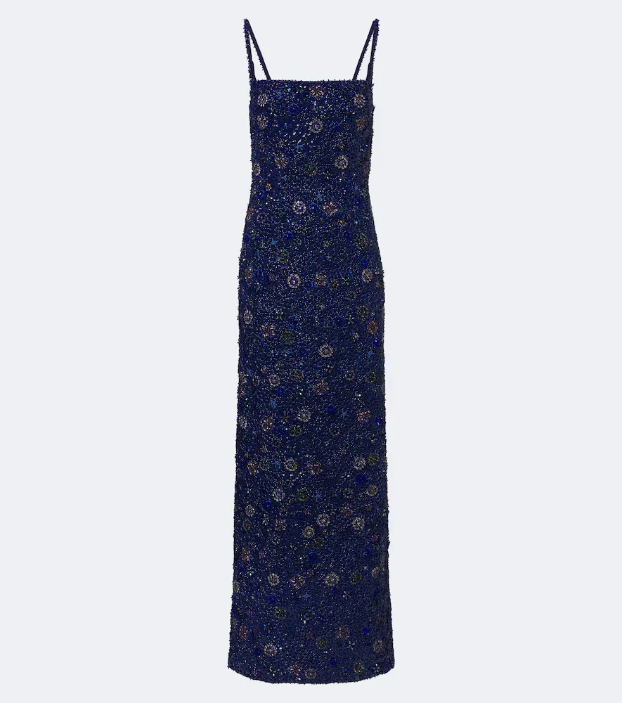 Crystal Midnight Sequined Silk Minidress by La Fuori