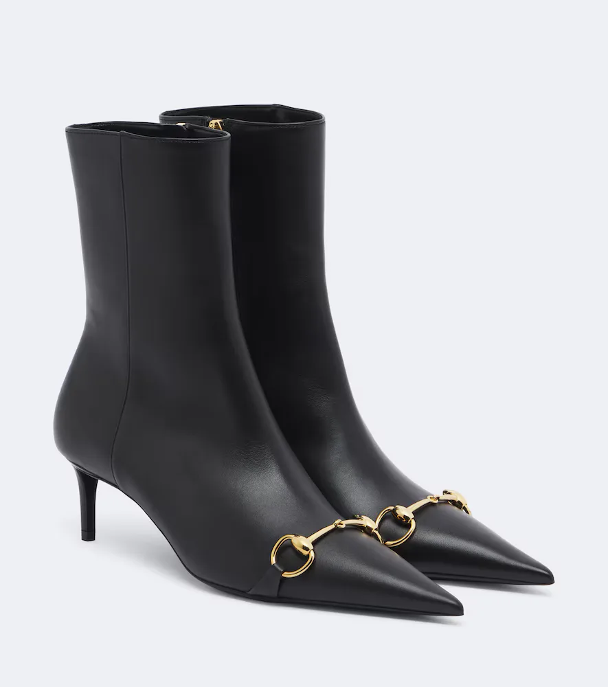 Donna Horsebit Leather Ankle Boots by Gucci