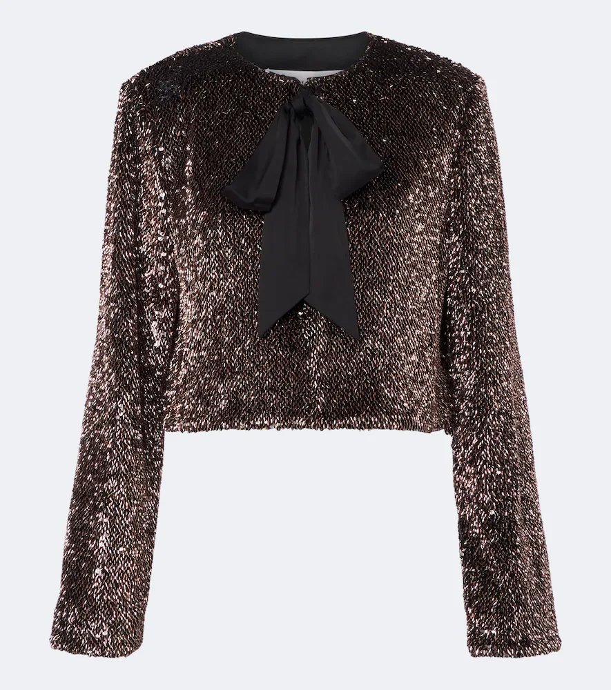 Bancroff Sequined Tie-Neck Jacket by Veronica Beard