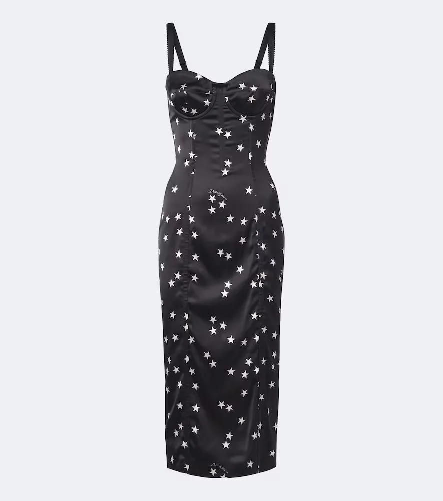 Printed Satin Bustier Dress by Dolce&Gabbana