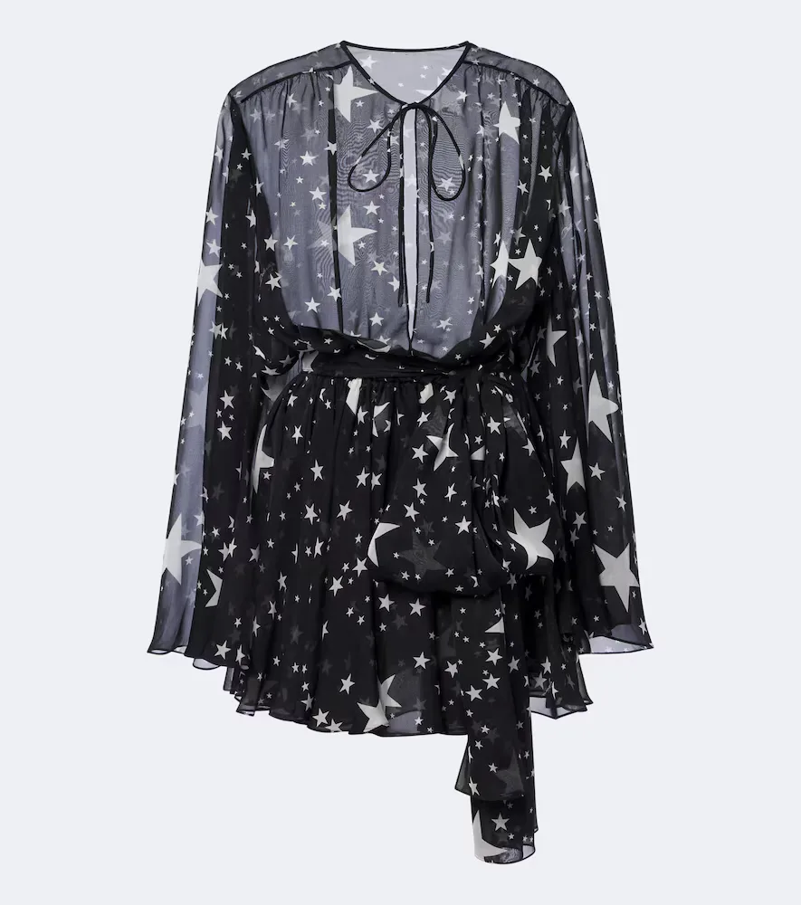 Belted Printed Silk Chiffon Minidress by Dolce&Gabbana
