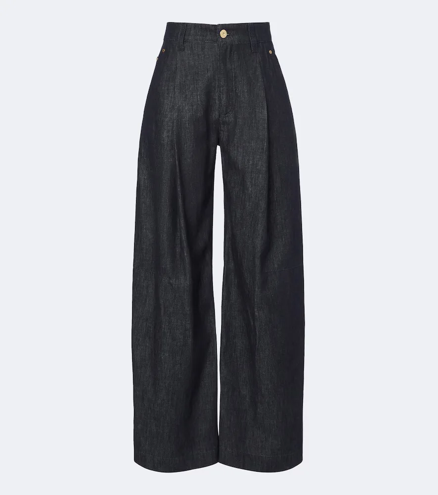 Monili Pleated Wide-Leg Jeans by Brunello Cucinelli