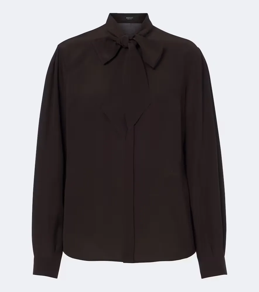 Tie-Neck Silk Shirt by Gucci