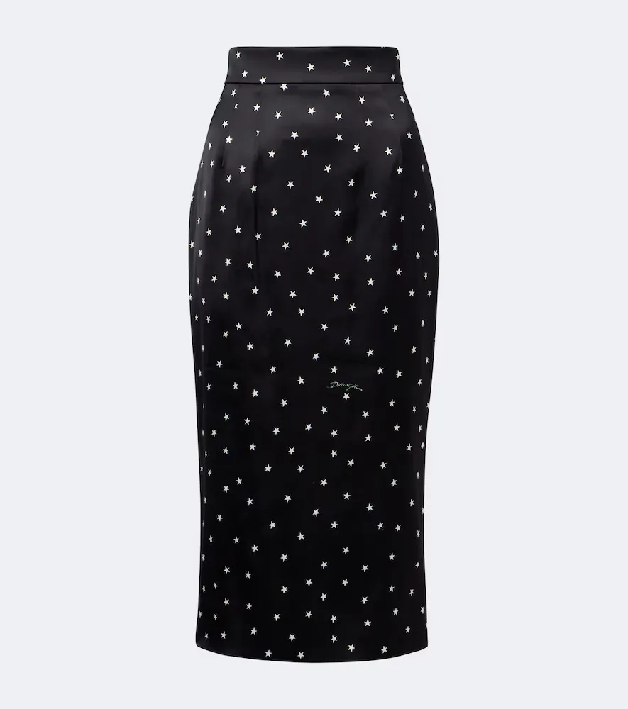 Printed Satin Pencil Skirt by Dolce&Gabbana