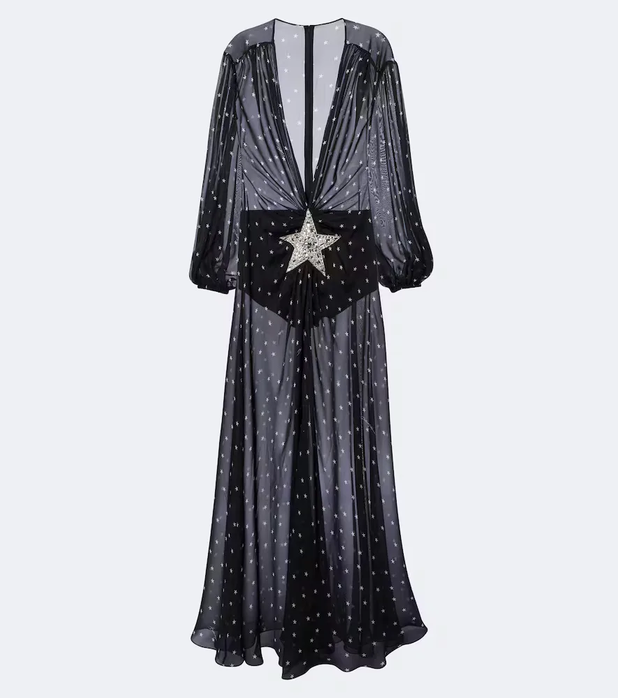 Embellished Sheer Silk Chiffon Maxi Dress by Dolce&Gabbana