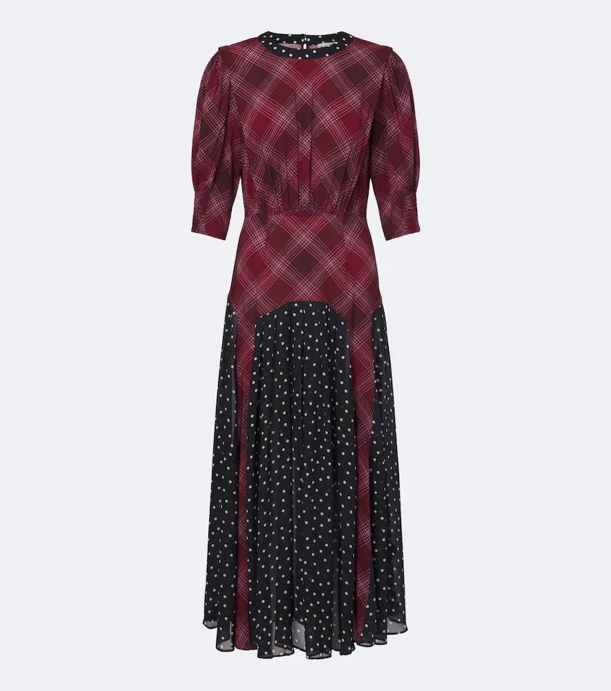 Meg Plaid and Polka-Dot Maxi Dress by RIXO