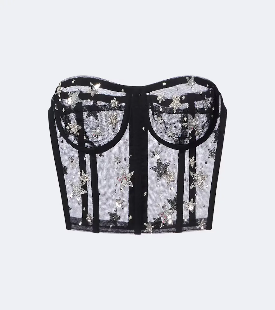 Embellished Mesh Bustier by Dolce&Gabbana