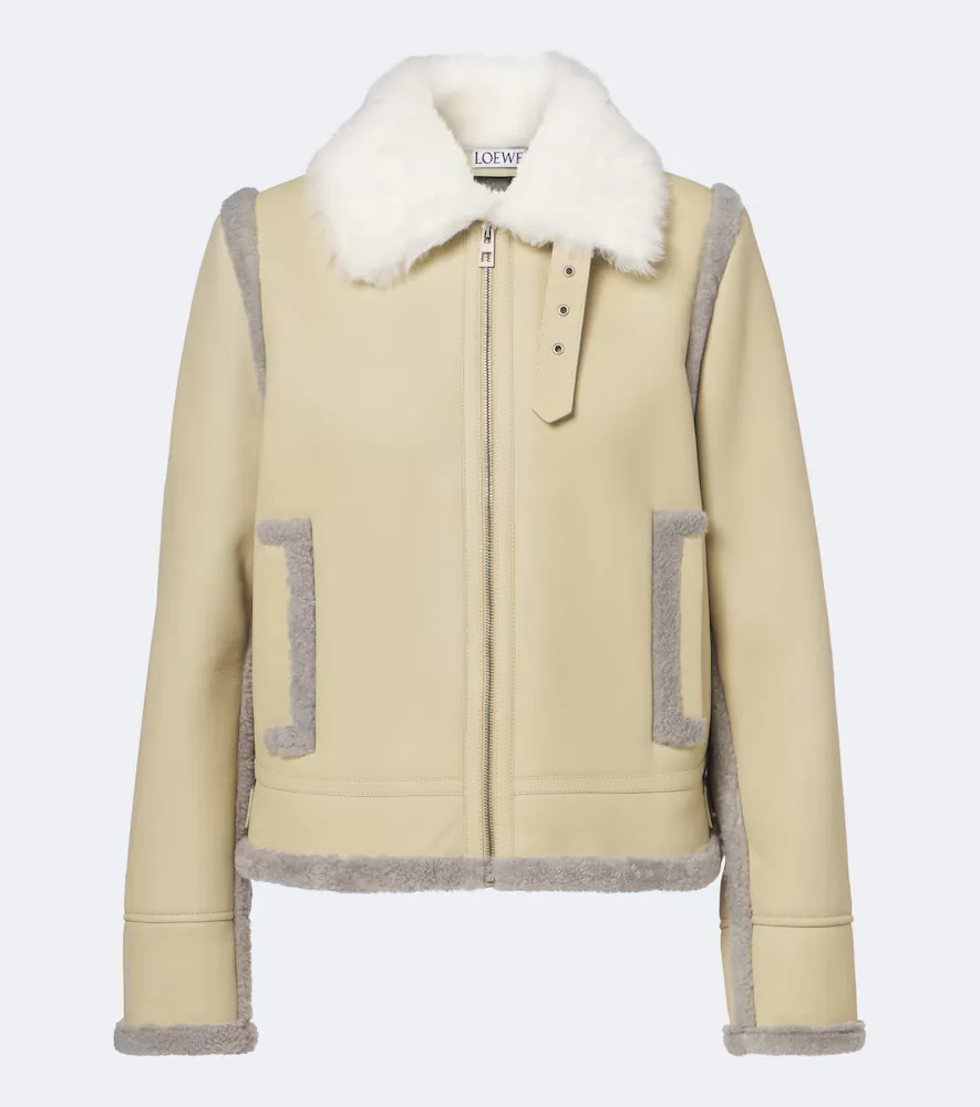 Shearling-Trimmed Leather Jacket