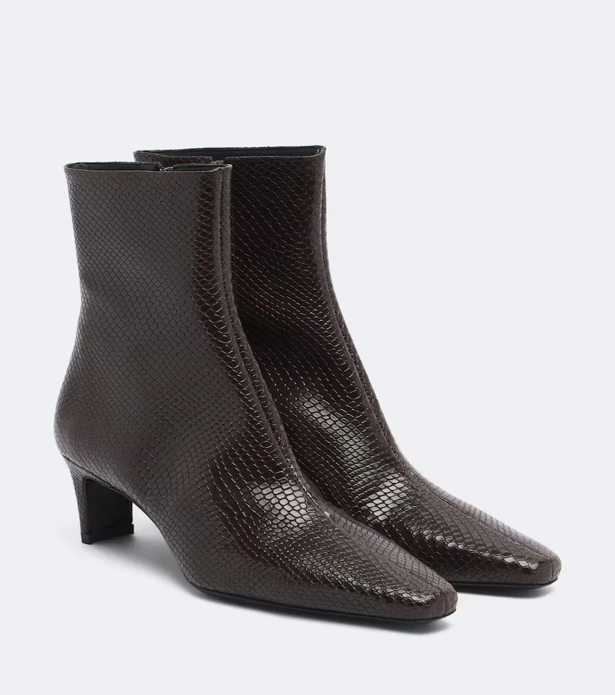 Wally Snake-Effect Leather Ankle Boots