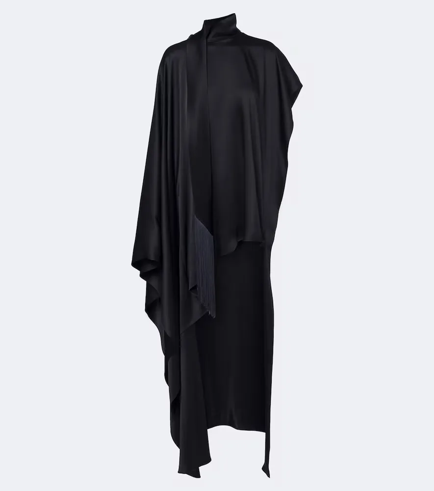 California Scarf-Detail Satin Kaftan by Taller Marmo