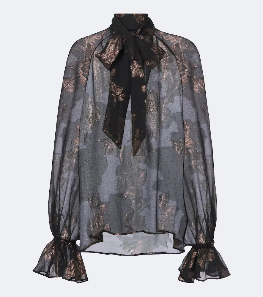 Tie-Neck Silk-Blend Fil Coup Blouse by ETRO
