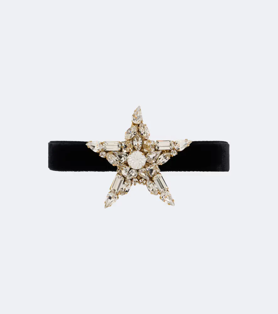 Star Embellished Velvet Choker by Dolce&Gabbana