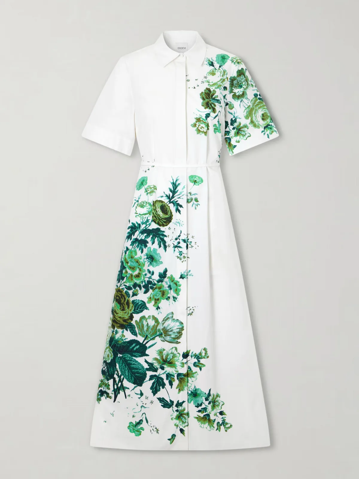 - Floral-print Cotton-poplin Midi Shirt Dress -