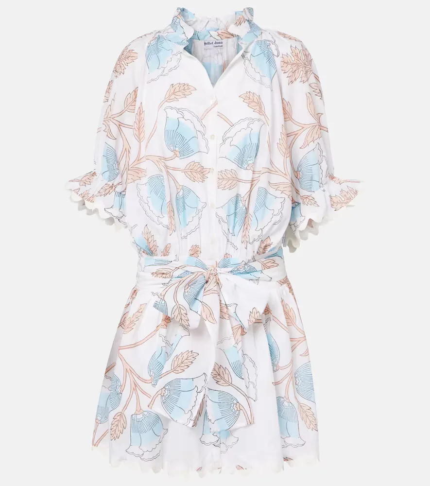 Printed Scalloped Cotton Shirt Dress by Juliet Dunn