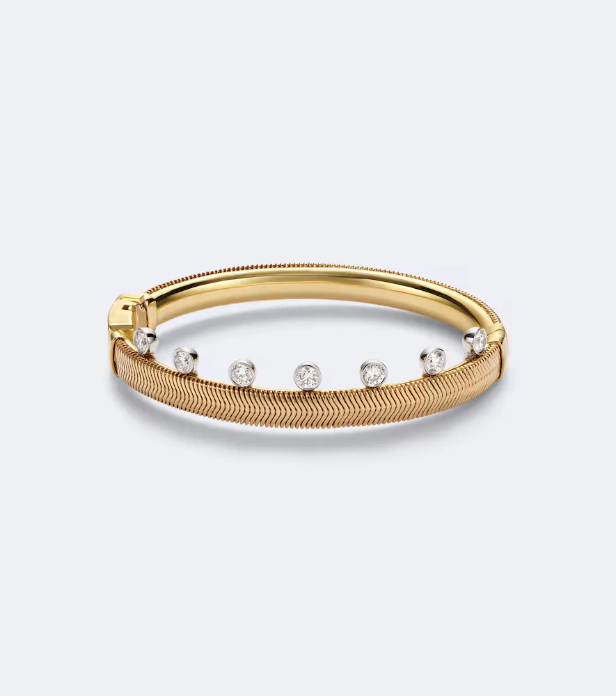 Feelings 18kt Gold and Enamel Bangle with Diamonds by Nikos Koulis