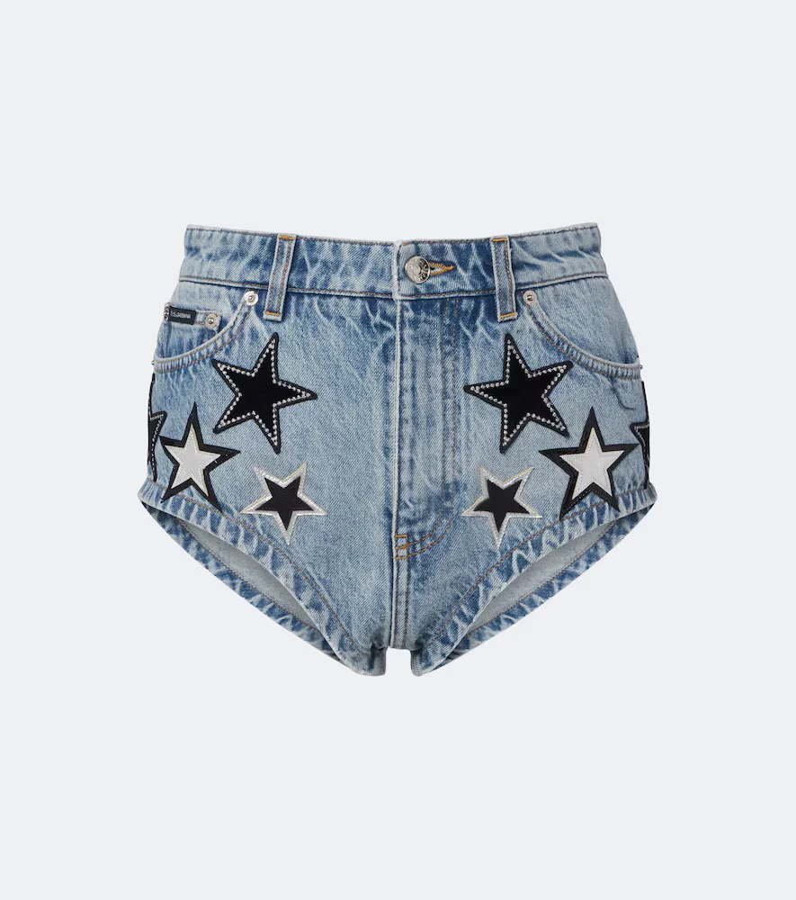 Patch-Appliqué Denim Micro Shorts by Dolce&Gabbana