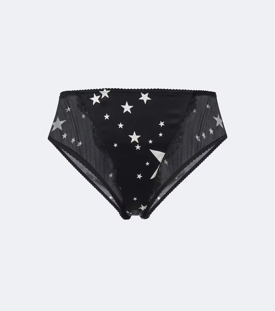 Lace-Trimmed Printed Briefs by Dolce&Gabbana