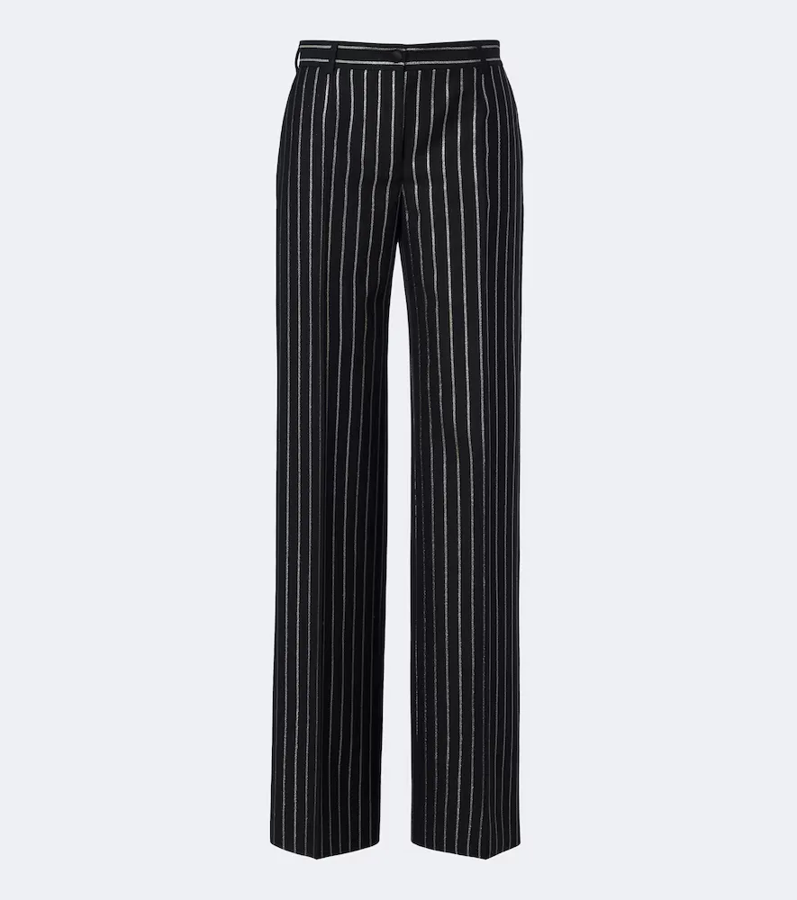 Striped Wool-Blend Wide-Leg Pants by Dolce&Gabbana
