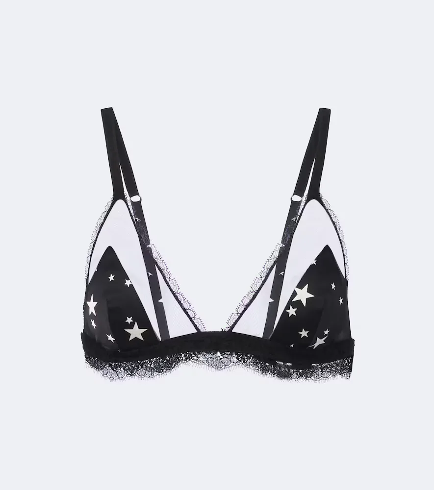 Lace-Trimmed Printed Bra by Dolce&Gabbana