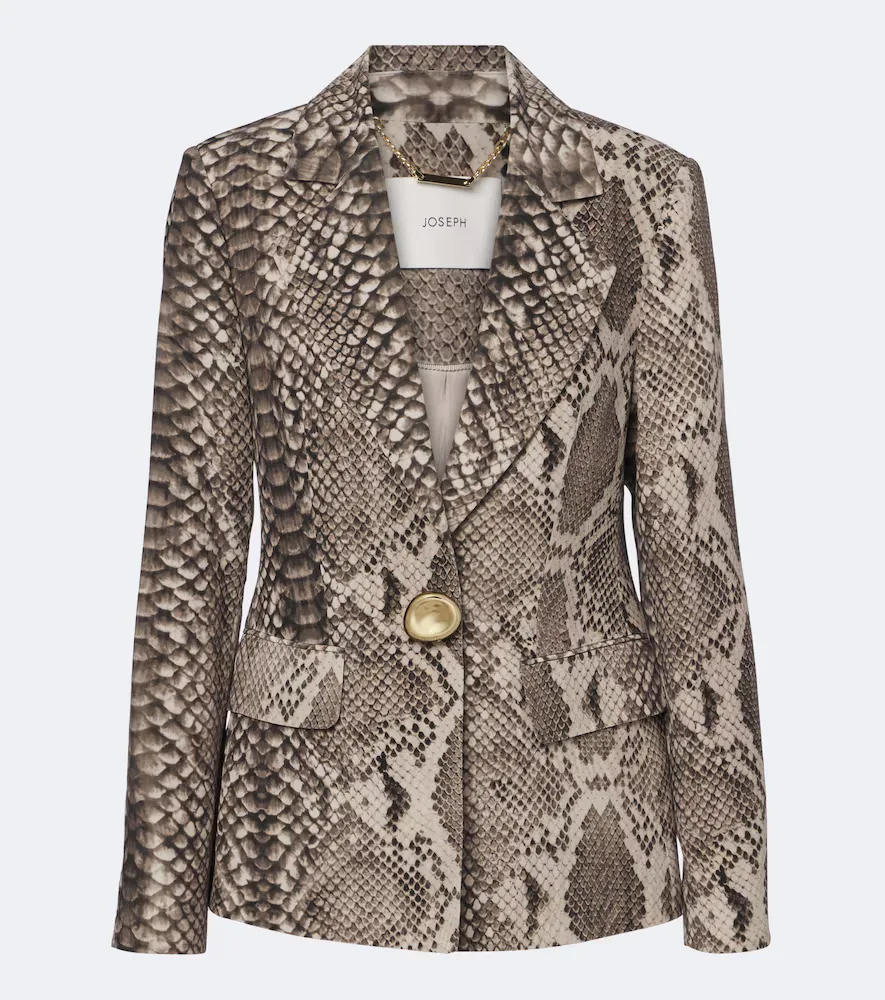Birch Snake-Print Satin Twill Blazer by Joseph
