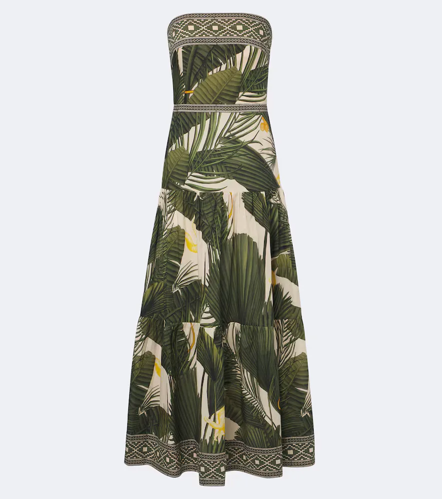 Printed Strapless Cotton Poplin Maxi Dress by Johanna Ortiz