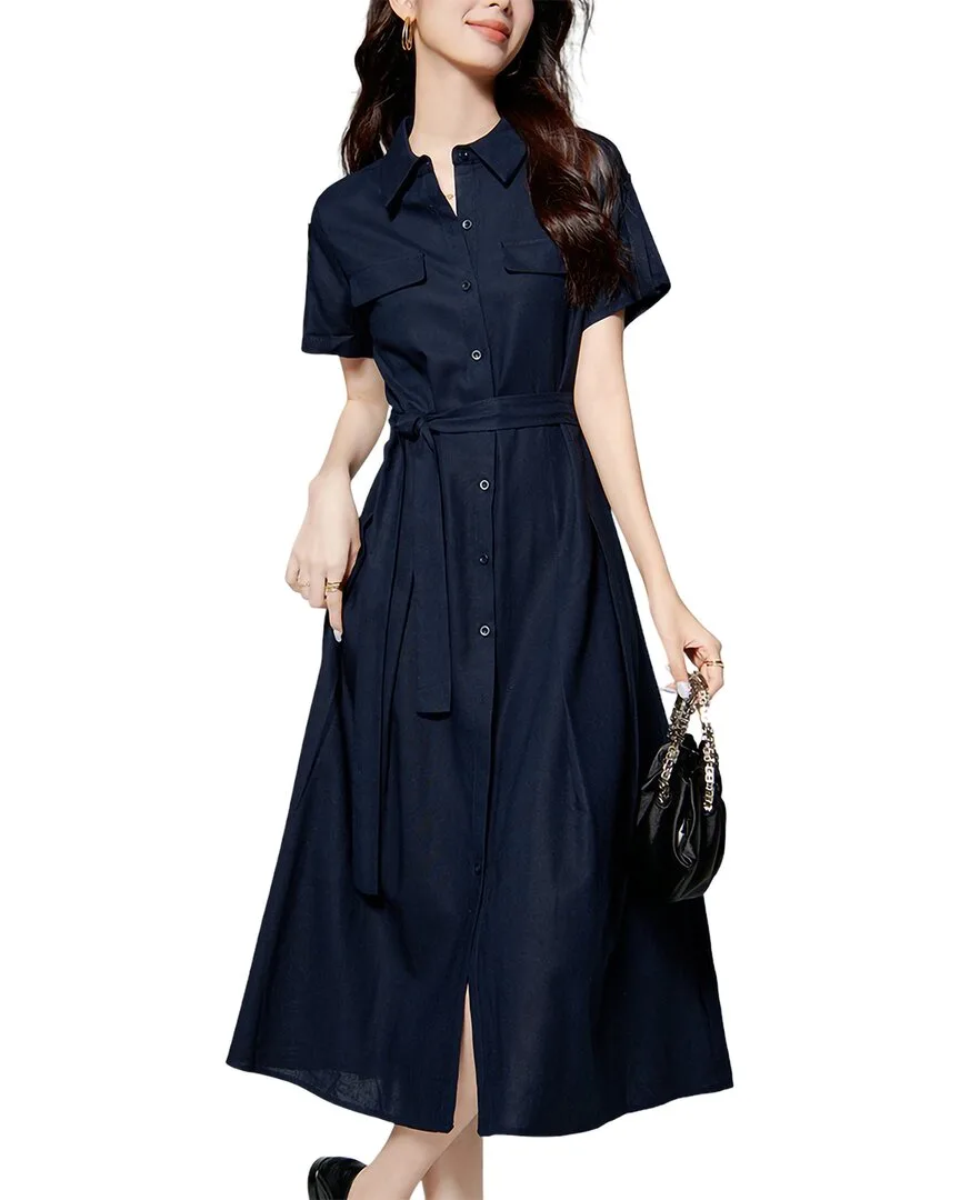 Linen-Blend Dress