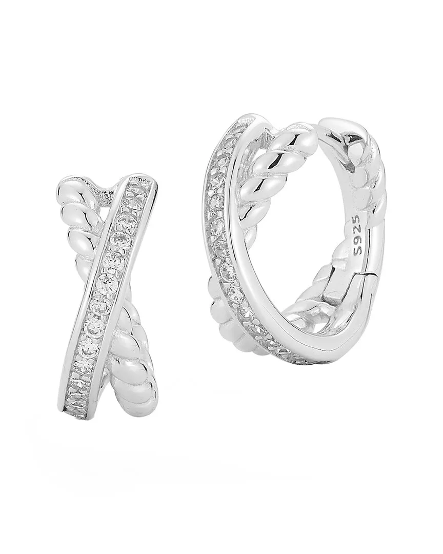 Silver Cz Small x Hoop Earrings by Glaze Jewelry