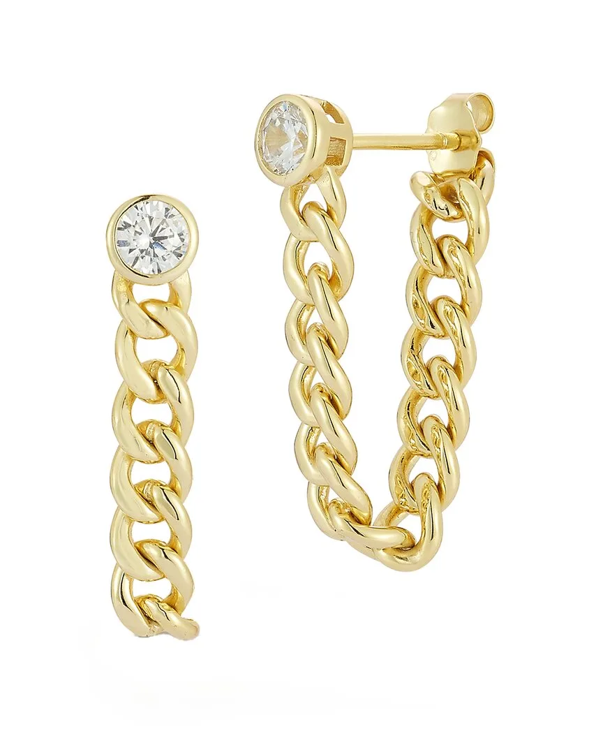 14K Over Silver Cz Chain Drop Earrings by Glaze Jewelry
