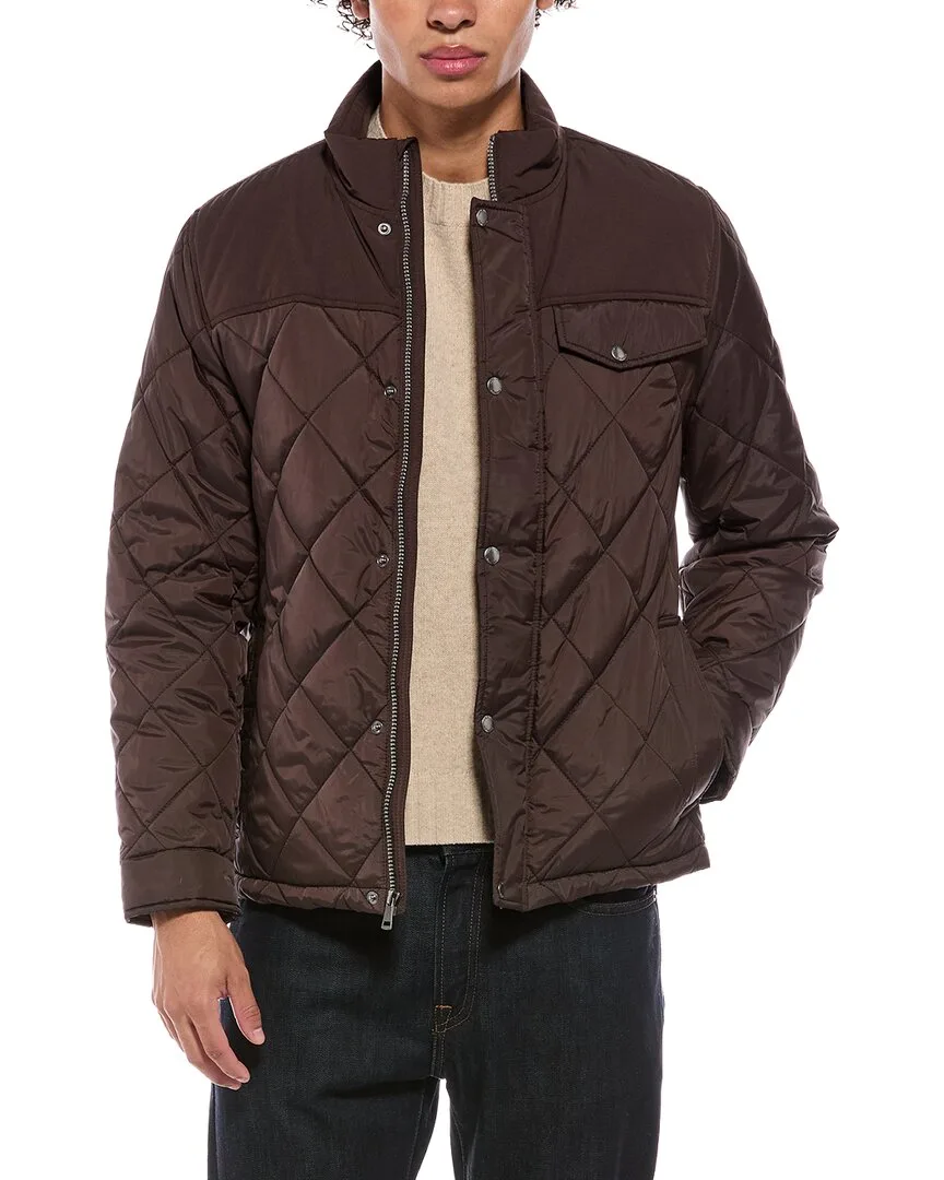 Diamond-Quilted Mixed Media Jacket