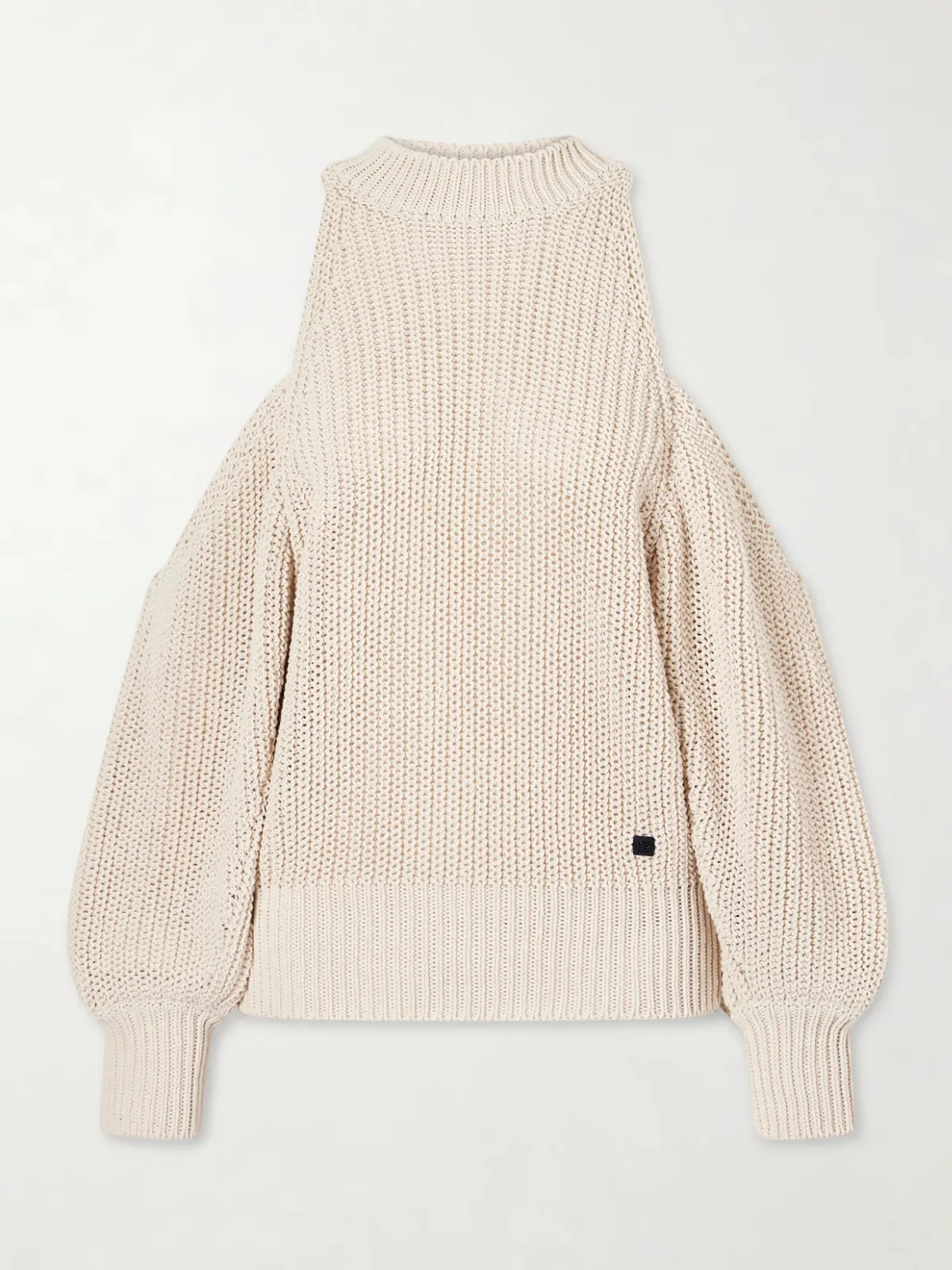 - Cut-out Knitted Cotton Sweater -