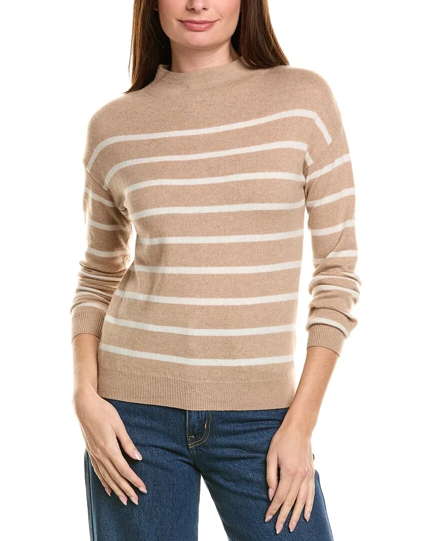 Jersey Striped Funnel Neck Wool & Cashmere-Blend Sweater